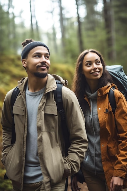 Shot of a young man and woman out on an adventure created with generative ai