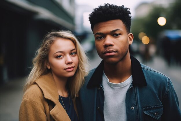 Shot of a young man and woman standing outside