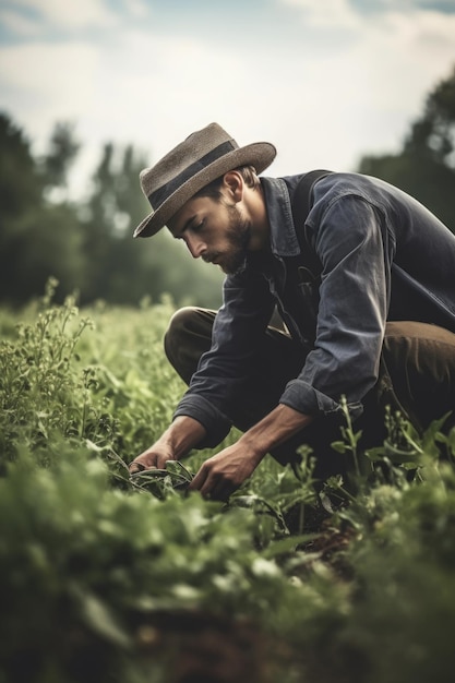 Shot of a young man working on his farm created with generative ai