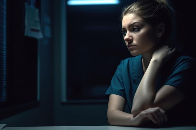 Shot of a young nurse sitting alone in her office and looking worried