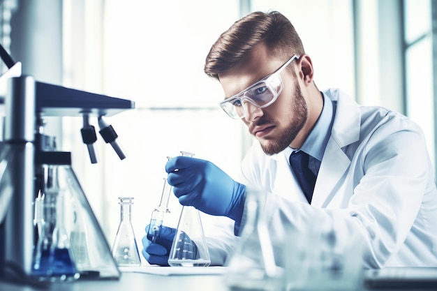 Shot of a young scientist working in a laboratory created with generative ai