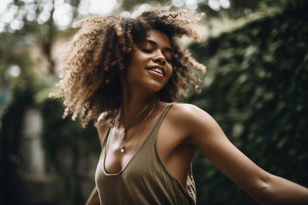 Shot of a young woman dancing outdoors