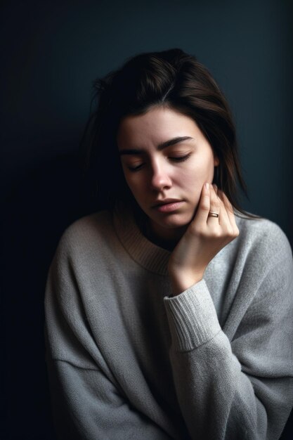 우울증과 불안을 겪고 있는 젊은 여성의 사진