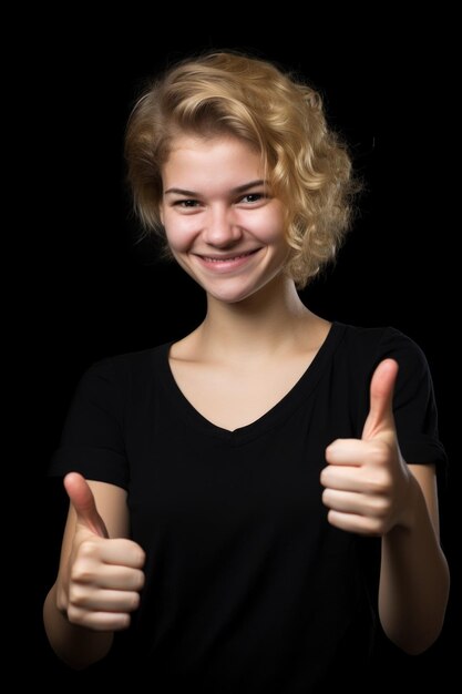 Shot of a young woman giving you the thumbs up