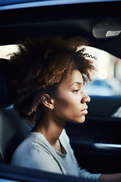 Shot of a young woman looking stressed while sitting in her car after dropping off her child