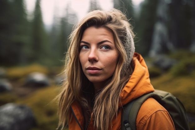 Shot of a young woman out in the wilderness