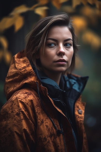 shot of a young woman in the outdoors created with generative ai