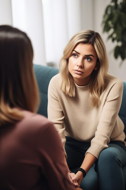 Shot of a young woman receiving help and support from her counselor