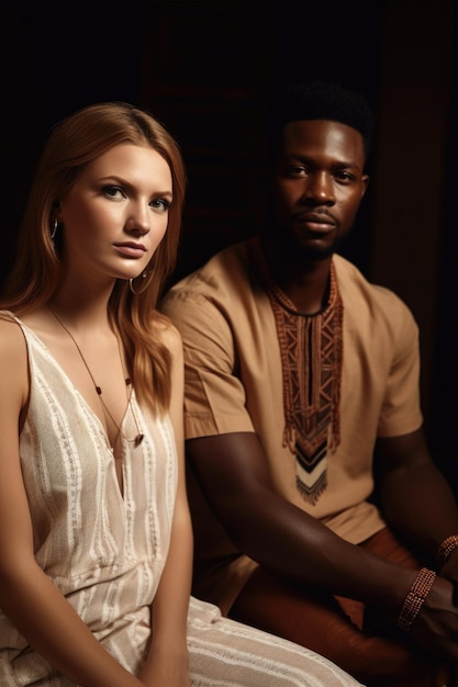 Shot of a young woman sitting with an african man