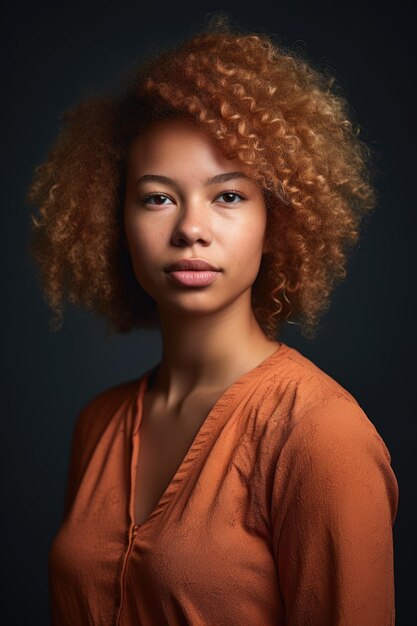 Shot of a young woman standing against a studio background created with generative ai