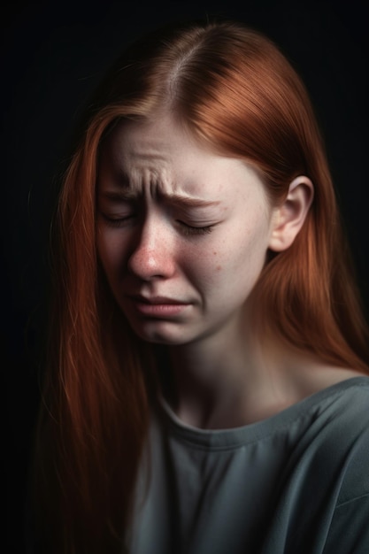 Снимка молодой женщины, страдающей от депрессии и плачущей.