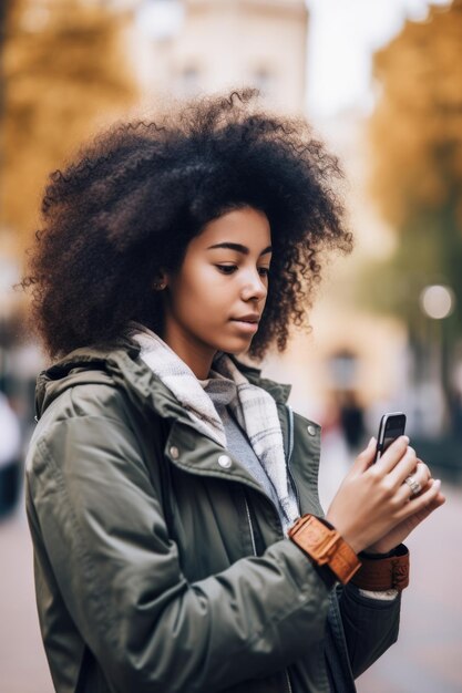 Photo shot of a young woman using a smartphone to check the time created with generative ai