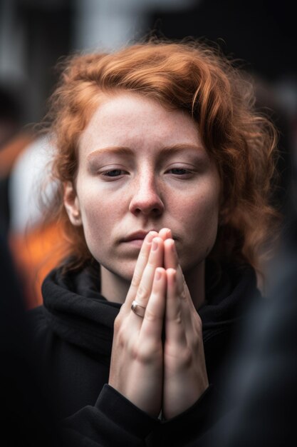 Shot of a young woman with her hands over her mouth during a protest outside