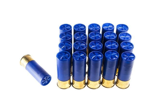 Shotgun shells on white background