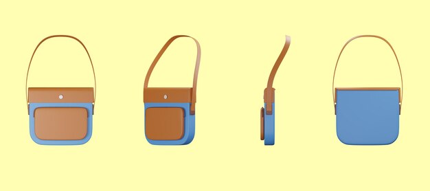 Shoulder bag backpack school education icon 3d render illustration clipping path