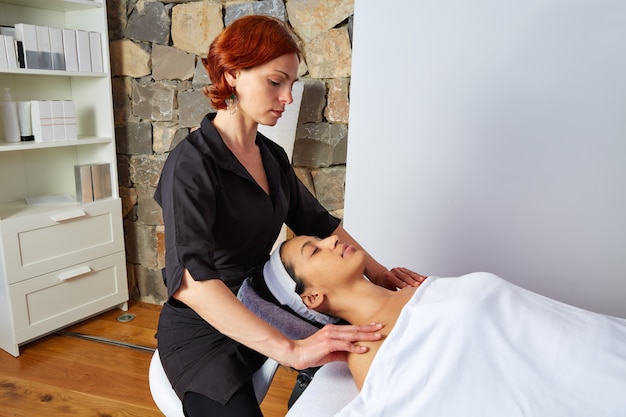 Shoulders neck massage physiotherapist woman