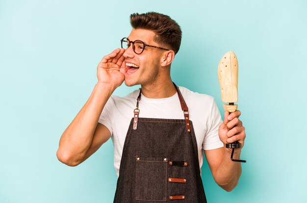 Shouting and holding palm near opened mouth