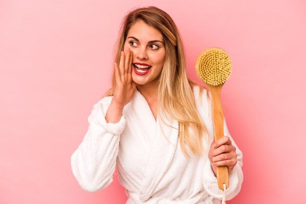 Photo shouting and holding palm near opened mouth