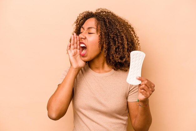 Shouting and holding palm near opened mouth