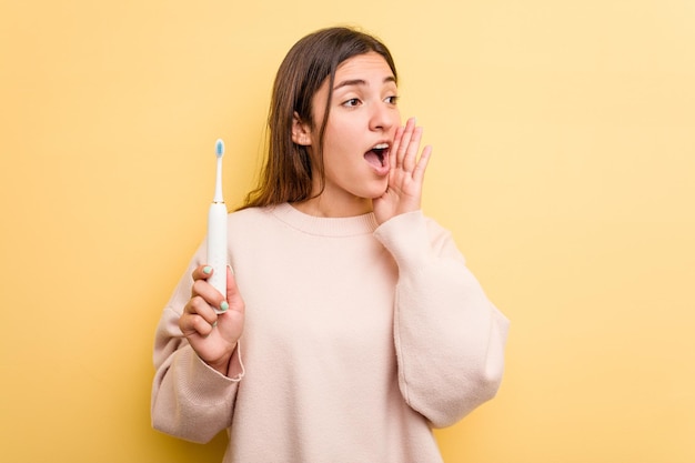 Shouting and holding palm near opened mouth