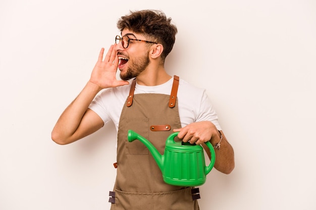 Shouting and holding palm near opened mouth