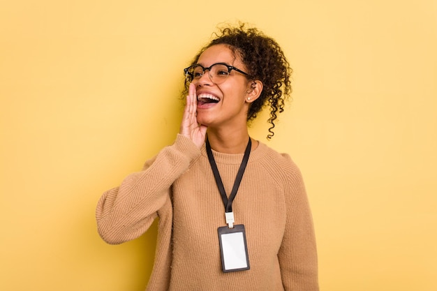 Shouting and holding palm near opened mouth