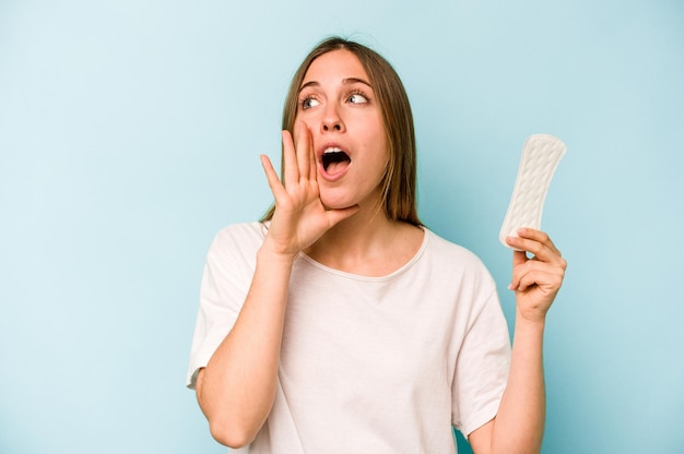 Shouting and holding palm near opened mouth