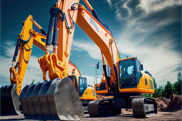 Photo shovel excavator on asian machinery rental company