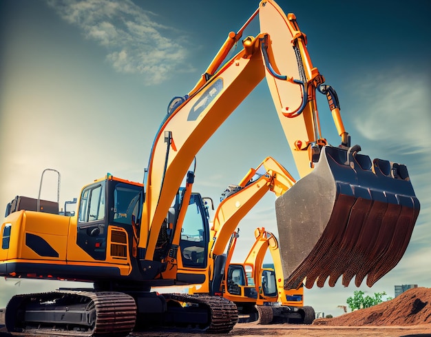 Shovel excavator on Asian machinery rental company