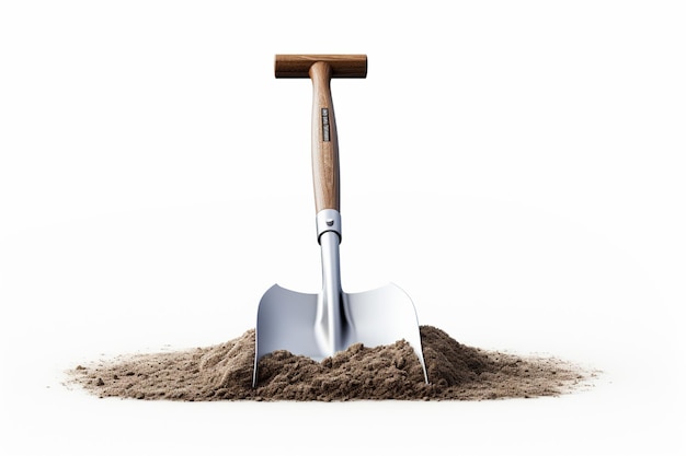 Shovel and pile of salt isolated on a white background