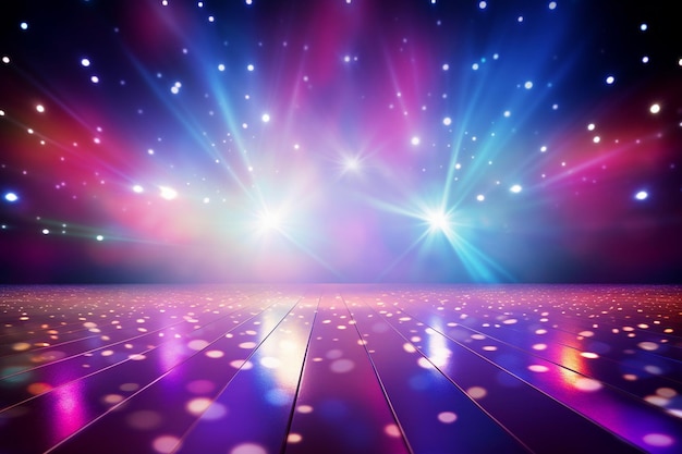 Photo show or dance floor background with spotlights