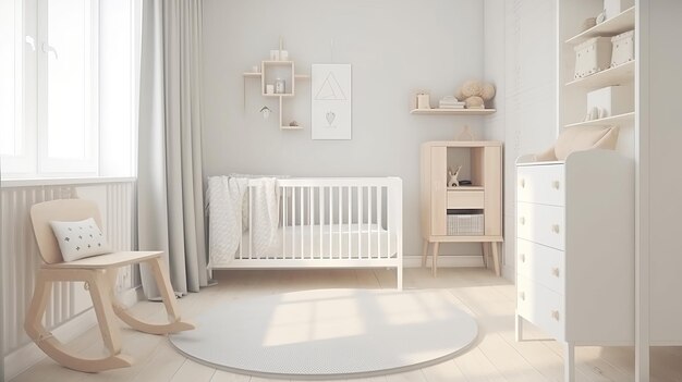 Show day energize nursery room in scandinavian shape Creative resource AI Generated