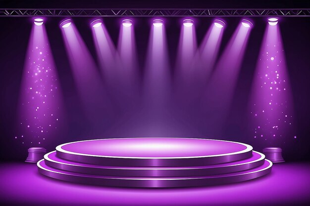 Show light podium purple background vector illustration