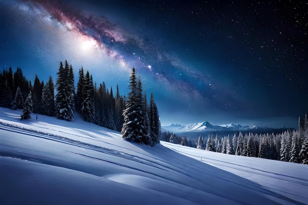 Show off a serene scaled down as Santa's sleigh coasts through a starry snow kissed sky Creative resource AI Generated