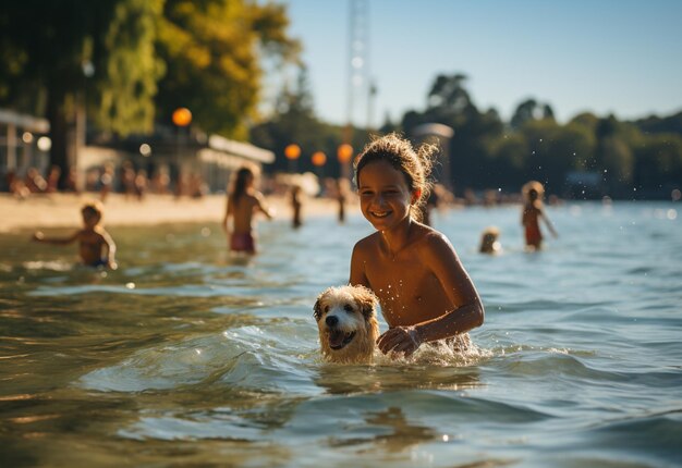 Show people enjoying the sunny season