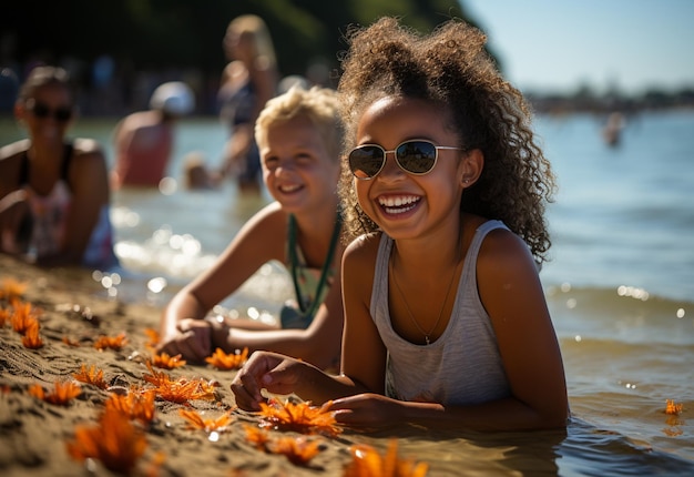 Show people enjoying the sunny season