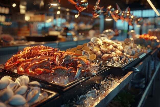 Foto mostrare le delizie culinarie dei frutti di mare freschi a