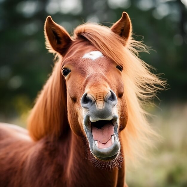 Photo showcase a horse expressing happiness