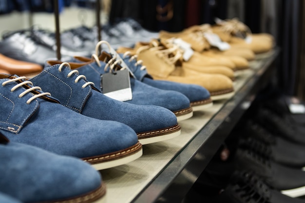 Showcase of men's shoe store