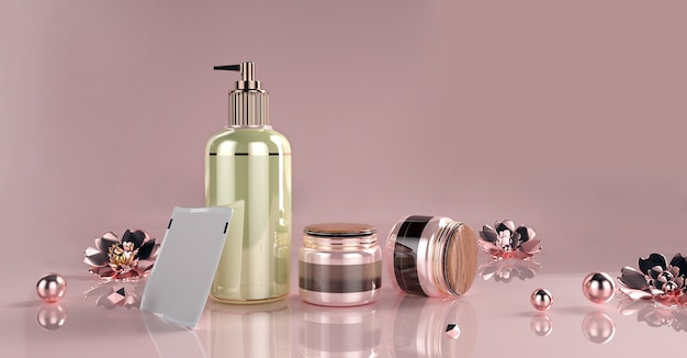 쇼케이스 Parfume 제품 디스플레이. 3d 렌더링