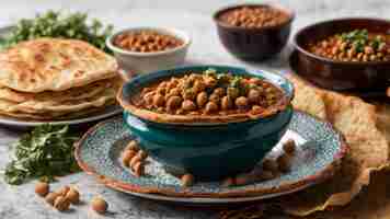 Photo showcase a plate of delicious chole bhature against a clean and crisp white background highlighting