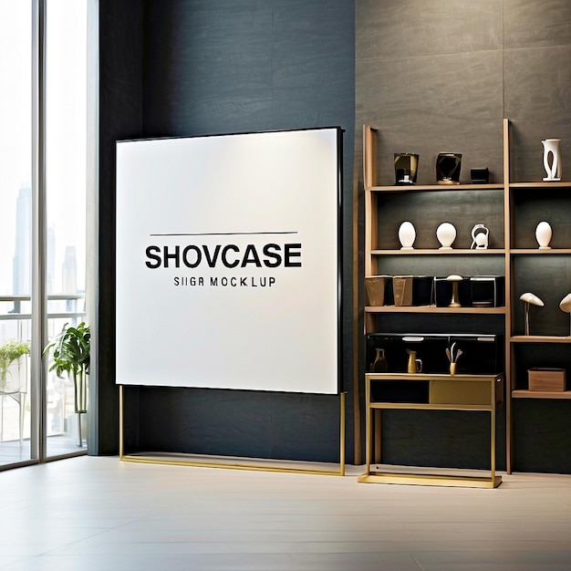 showcase and sign mockup