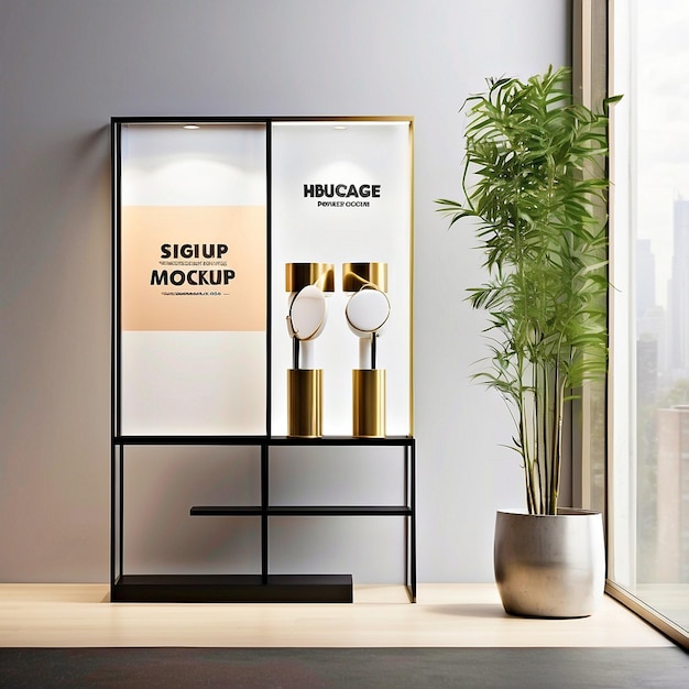 showcase and sign mockup