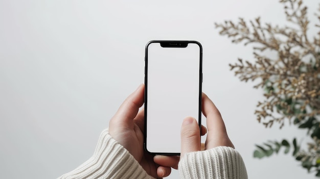 Showcase your digital content with a mobile phone mockup featuring a blank white screen