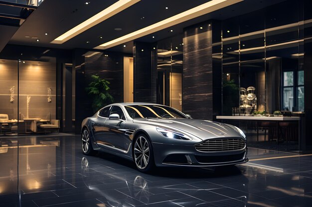 Photo showcasing the elegance and craftsmanship of aq luxury cars in an auspicious showroom setting