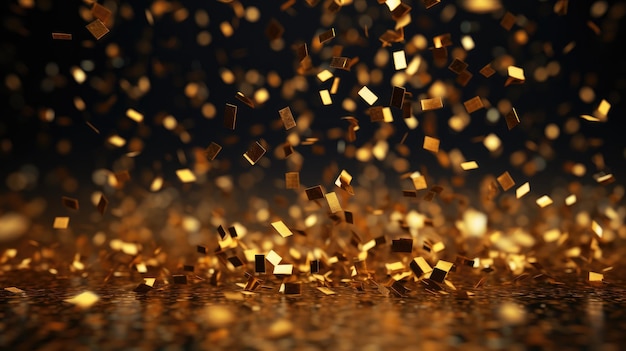 Shower of 3D Golden Confetti Enhance your projects with our isolated 3D gold party popper and stunning golden confetti collection