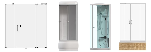 shower cabin isolated on white background 3D illustration cg render