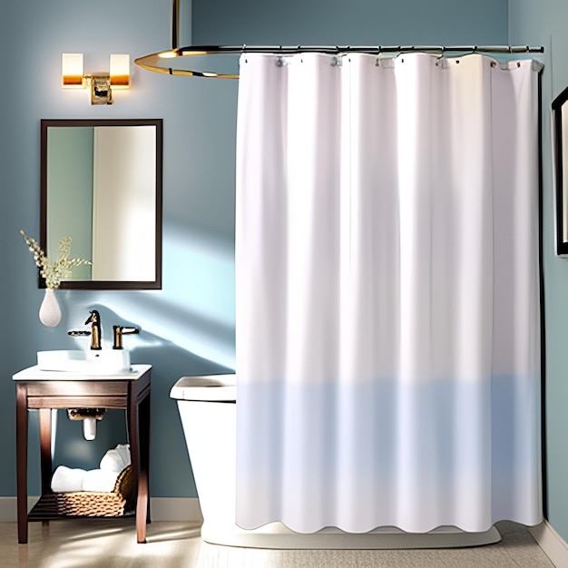 Photo shower curtain mockup