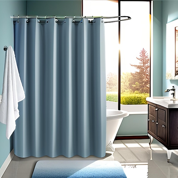 Photo shower curtain mockup