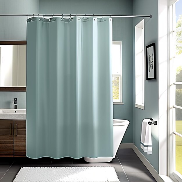 Photo shower curtain mockup